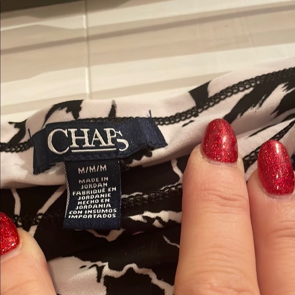 Chaps Black and White Mini A-Line Skirt for Casual Wear - Picture 2 of 3